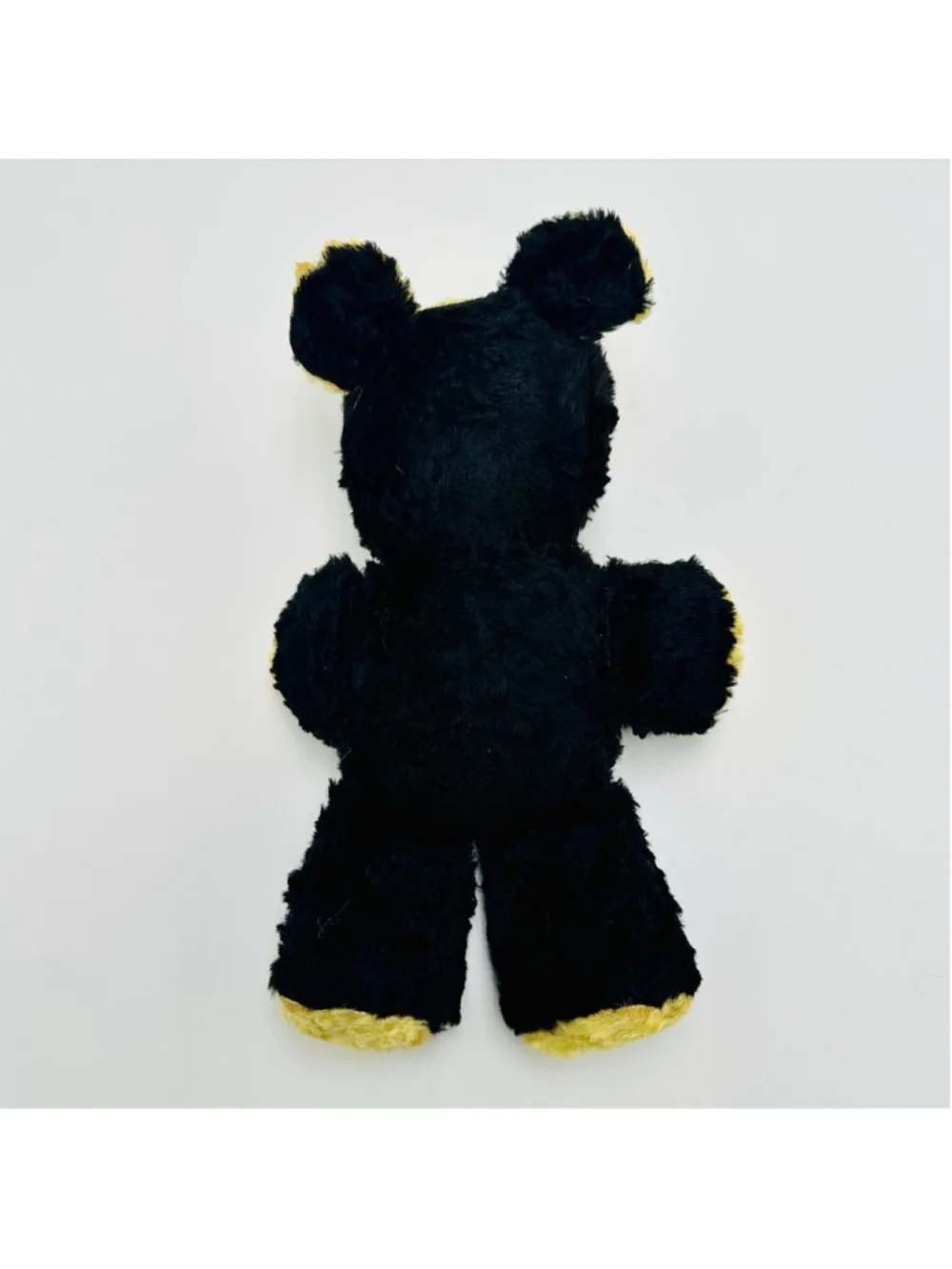 VTG Small Teddy Bear Plush Black Yellow 10” Stuffed Animal Collectible Unbranded